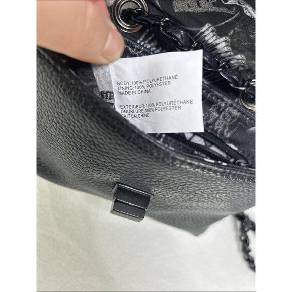 Steve Madden Black Leather Mini Crossbody Chain Purse Bag Bhayley Embroidered - Picture 10 of 10